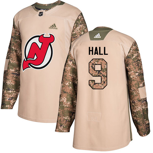 Adidas Devils #9 Taylor Hall Camo Authentic Veterans Day Stitched NHL Jersey - Click Image to Close
